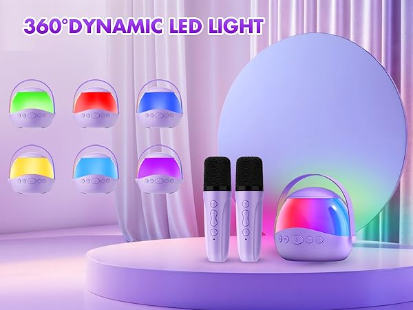 mini karaoke machine with 2 wireless microphones
