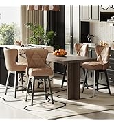 MALOL Swivel Bar Stools Set of 4, PU Leather Mid Century Mondern Barstools, 26 inch Counter Heigh...