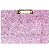 Glitter Acrylic Clipboard Horizontal, A4 Letter Standard Size, Cute Clipboards with Low Profile C...