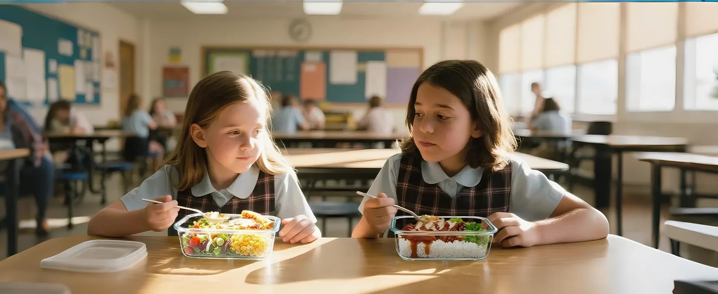 Glass food storage container with lids