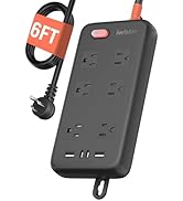 Iwister Outdoor Power Strip Waterproof IPX6, 1625W/13A, 6 Ft Extension Cord, 6 Wide Outlets &amp; 4 U...