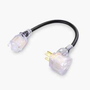 2-Pack Short 2-Outlet Extension Cord with Outlet Plug in Black