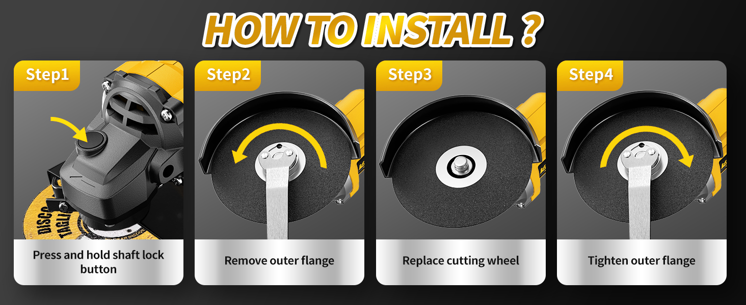 Cordless Angle Grinder 4-1/2" Electric Metal Grinder Kit for Cutting, Grinding