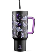 Meoky 40 oz Glow in the Dark Tumbler with Handle and Straw, Tumbler with Lid and Straw, Insulated...