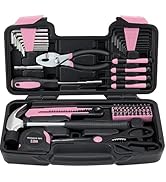 GETFOO Pink Tool Set for Women - 58 Piece General Household Hand Tool Kit with Storage Toolbox,Mi...