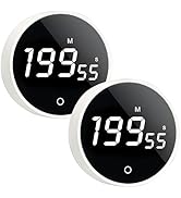 2Pcs Digital Kitchen Timer - Magnetic 199-Minute Countdown Countup Timer with Large LED Display,V...