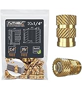 ruthex 1/4" Threaded Inserts - 20 Pieces RX-1/4“-20x12.7 Brass Heat Set Insert for Plastic Parts ...