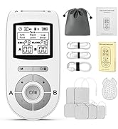 3-in-1 TENS Unit Muscle Stimulator Machine, Dual Channel Electronic Pulse Massager, Tens EMS Mach...