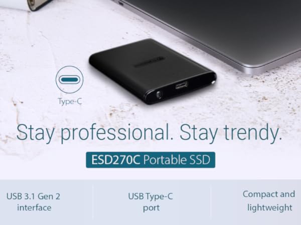 External SSD, ESD270C, USB 3.1 Gen 2, Type C