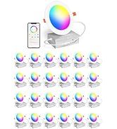 24Pack Smart Recessed Lighting 4 Inch RGBCW Color Changing 12W LED Downlight with Junction Box,10...