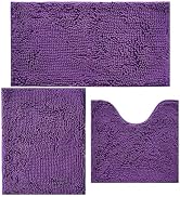 AINAHYVA Bathroom Rugs Chenille Bath mat 3 Piece Set, Super Absorbent, Strong PVC Non Slip Backin...