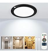 Wireless Closet Lights Motion Sensor - Black Rechargeable Ceiling Light Night Light Indoor, Batte...