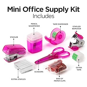 Mini Kit Stapler Tape Sharpener Clip