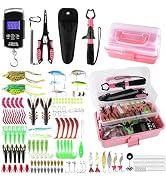 3-Layer Pink Fishing Tackle Box Lure kit with Tackle Included Fishing Gear | Portable Fishing Too...