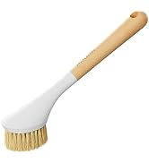 Pot Brush, OSCIOSS Dish Brush Bamboo Handle Dish Scrubber Built-in Scraper, Scrub Brush for Pans,...