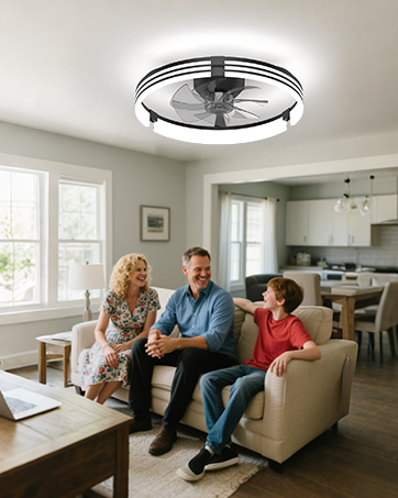 black ceiling fan with light