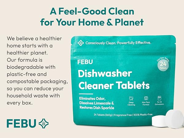 Smart, healthy, earth-friendly machine cleaner tablets by FEBU