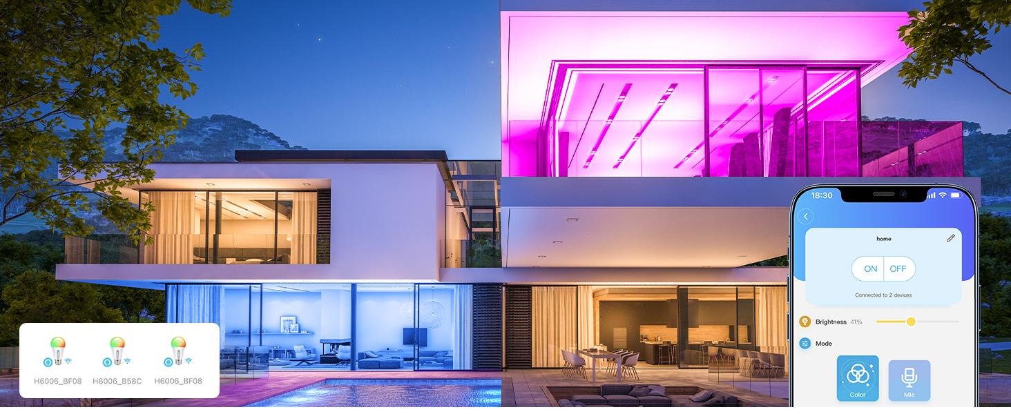 1000LM WiFi Bluetooth Color Changing Light Bulbs