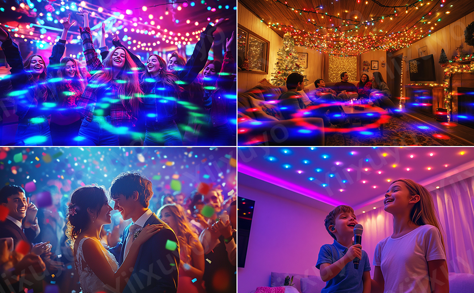 Multi scene party atmosphere,