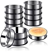 KUAYB 12-Pieces Crumpet Rings Nonstick 4 Inch English Muffin Rings Stainless Steel Double Rolled ...
