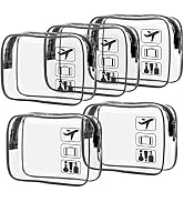 TSA Approved Toiletry Bag - F-color 5 Pack Clear Toiletry Bags - Quart Size Travel Bag, Clear Cos...