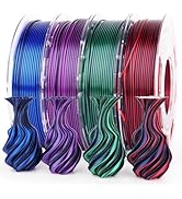 AMOLEN Silk PLA 3D Printer Filament Bundle, Shiny Dual Color PLA Filament 1.75mm Pack, Color Chan...