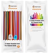 32 Colors 3D Printing Pen 2.85mm PLA Filament Pack, Each 0.3 Meter, Each Color 5pcs, Total 160 Pc