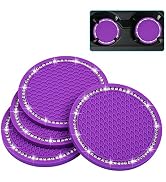 Bling Car Coasters, Wisdompro 4 Pack PVC Car Cup Holder Insert Coaster - Anti Slip Universal Vehi...