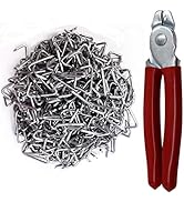 DAYSLIVES Hog Ring Pliers Straight &amp; 500 Galvanized Hog Rings, Professional Upholstery Installati...