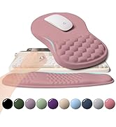 KUOSGM 2-in-1 Ergonomic Set, Wave Rise Keyboard Wrist Rest and Massage Bulge Slope Mouse Pad Wris...