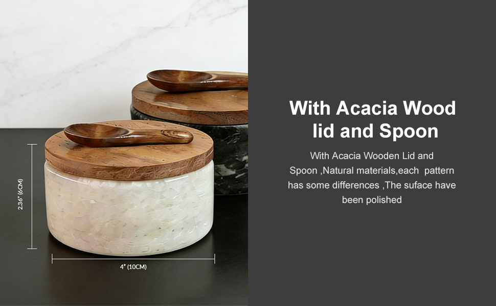 With Acacia Wood lid and spoon