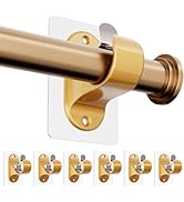 6-Pack No Drill Curtain Rod Brackets, Self Adhesive Curtain Rod Holders, No Drilling, No Nail Hea...