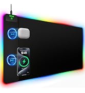 Mouse Pad with 15W Magnetic Wireless Charging 31.5x15.75 Inch, RGB Mousepad for Desk Mat, XXL Des...