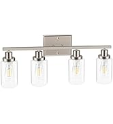 Ascher 4-Light Wall Sconces, Modern Vanity Light Fixture with Clear Glass Shade, Matt Nickel Wall...