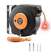 VEVOR Retractable Extension Cord Reel, 30 FT, Heavy Duty 16AWG/3C SJTOW Power Cord, with Lighted ...