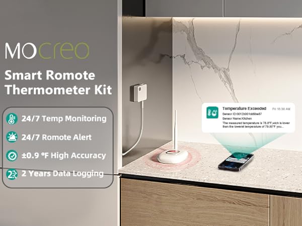 WiFi Thermometer Freezer Alarm Remote Wireless Temperature Sensor for Refrigerator, Freezer