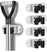 HYRIXDIRECT Mop and Broom Holder Wall Mount Heavy Duty Stainless Steel Wall Mounted Broom Organiz...