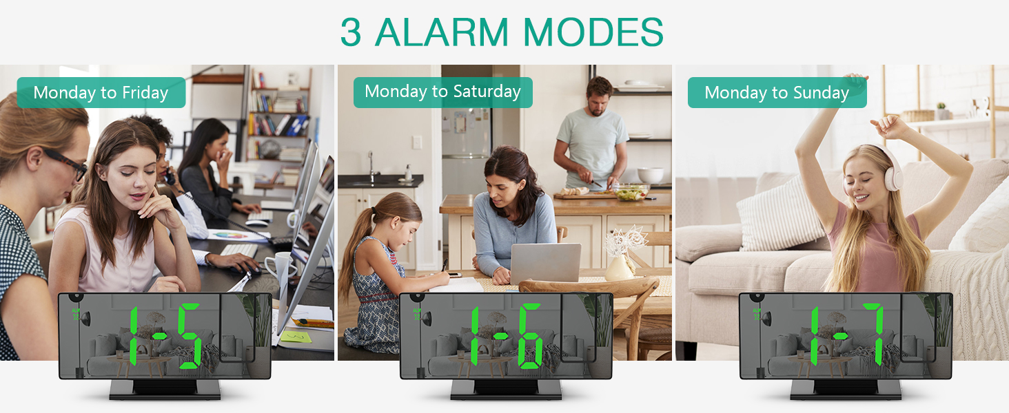 ORIA Projection Alarm Clock, LED Electronic Alarm Clock, 7.8" Mirror Desk Alarm Clock