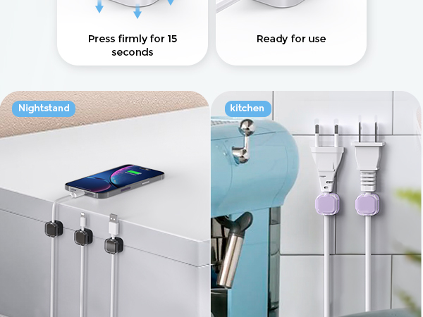 Magnetic Cable Organizer [1s Lock] Cord Cable Holders Clips Strong Adhesive Cable Cord Keeper
