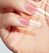 krofaue 500PCS Clear False Nails Tips, Half Cover Lady French Style Acrylic Artificial Tip Manicu...