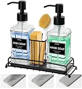 VIMERPA Dish Soap Dispenser, 10 fl oz Kitchen Soap Dispensers with Adjustable Sponge Holder, Vint...