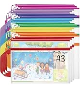 YOPCDJ Double Layers Mesh Zipper Pouch Bags A3 (17x12 in, 24 Pcs) 8 Colors Extra Large Zipper Bag...