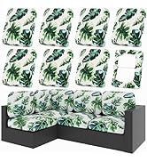 hyha 8Pcs Patio Cushion Covers, Stretch Outdoor Couch Cushion Covers, Washable Outdoor Chair/Sofa...
