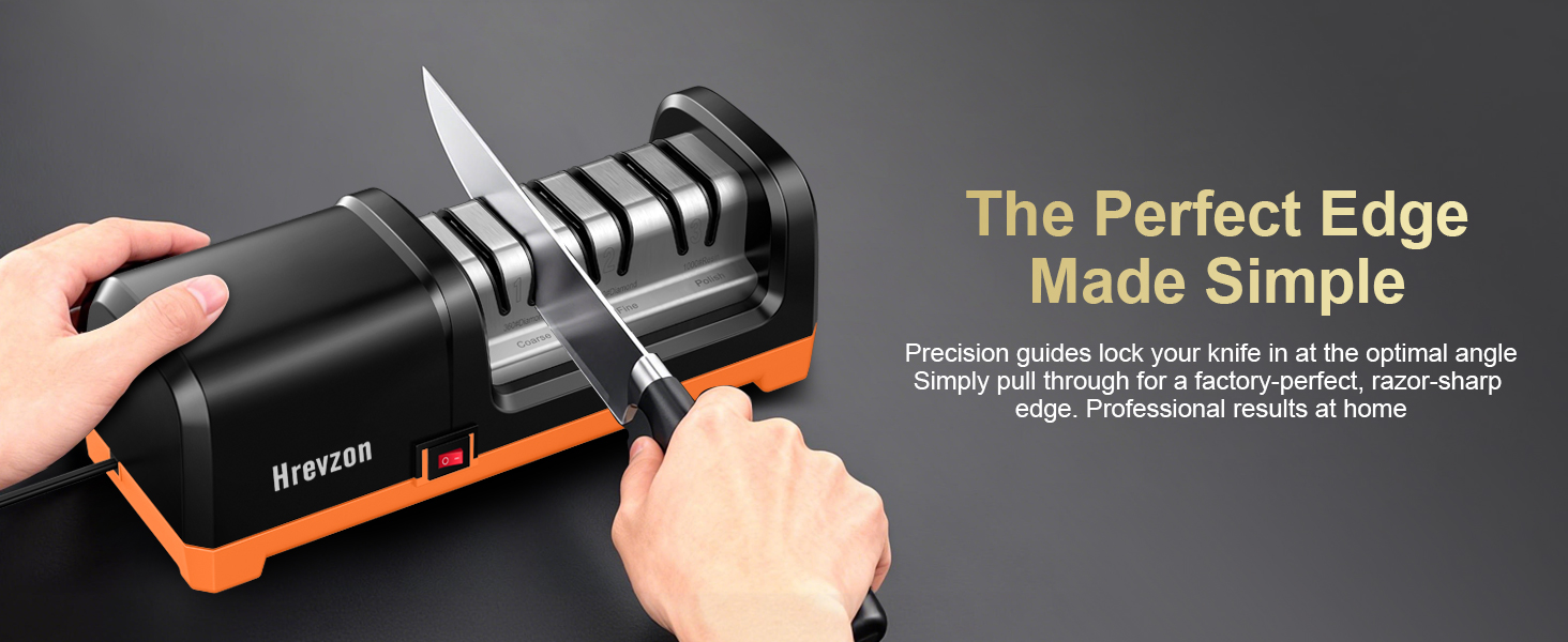 Hrevzon Knife Sharpener Electric Work Sharp for Kitchen Knives