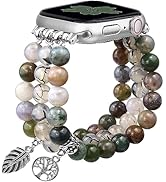 Newlibery Natural Stone Bracelet Beaded-Bands Women Compatible with Apple Watch 38mm 40mm 41mm 42...