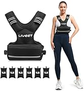 Liveet Adjustable Weighted Vest for Women Men, 4-10lb 11-20lb 20-32lb Weight Vest with 6 Ironsand...