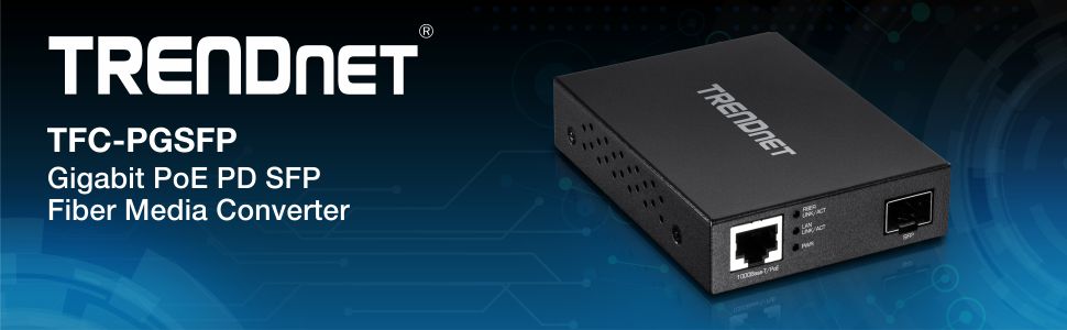  PoE Powered Fiber SFP Converter, Gigabit PoE to SFP Media Converter