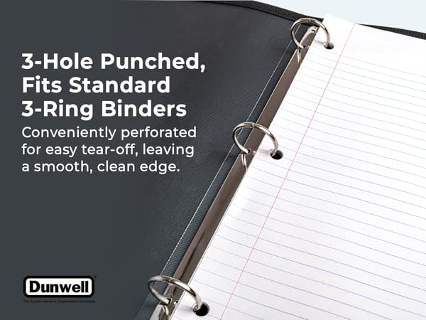 notebook 3 hole punch with hole punched standard three ring binder 8.5 by 11 rip away tearable