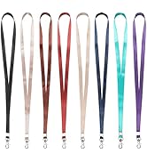 Teskyer 8 Pack Lanyard for ID Badge Holders, Durable Flat Nylon Neck Lanyards with Swivel J-Hook ...