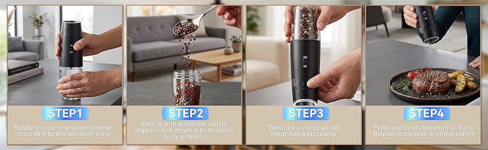 rechargeable electric salt and pepper grinder set